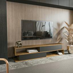 "Rackhams Cortez Modern Tv Stand Tv Unit TV Cabinet for Tv's up to 72"" - Black Alina" - thumbnail 2