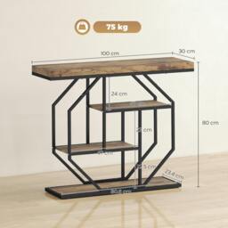 Rackhams Industrial Console Table, Hallway Table with 4-Tier Shelves - Industrial - 100 - thumbnail 4