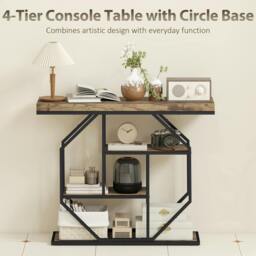 Rackhams Industrial Console Table, Hallway Table with 4-Tier Shelves - Industrial - 100 - thumbnail 5