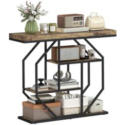 Rackhams Industrial Console Table, Hallway Table with 4-Tier Shelves - Industrial - 100 - thumbnail 3