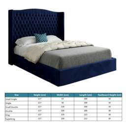 Rackhams Rana Curved Top Winged Upholstered Soft Velvet Bed Frame - Blue - Pink - Small single - thumbnail 5