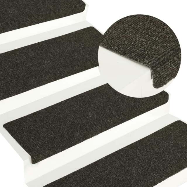 Rackhams Stair Mats 15 pcs Needle Punch 65x21x4 cm Grey