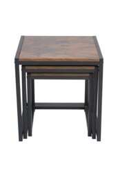Rackhams Industrial Style Set of 3 Square Nesting Side Tables - Brown - thumbnail 5