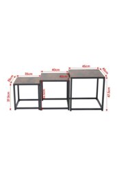 Rackhams Industrial Style Set of 3 Square Nesting Side Tables - Brown - thumbnail 4