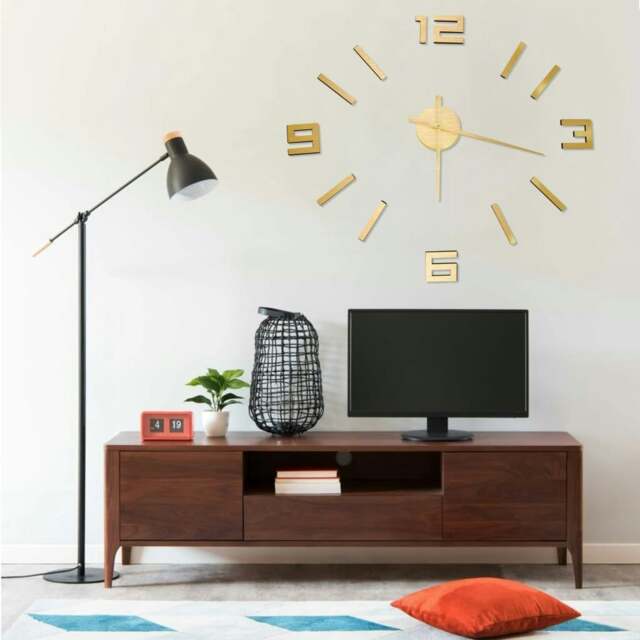 Rackhams 3D Wall Clock Modern Design Gold 100 cm XXL