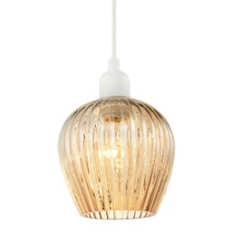 Rackhams Modern Gold Easy Fit Pendant Lighting Shade with Ridged Fluted Lines