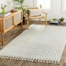 Rackhams Nora-Modern Grey Ivory High Pile Fringe Rug - 80 x 220 cm - thumbnail 2