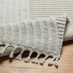 Rackhams Nora-Modern Grey Ivory High Pile Fringe Rug - 80 x 220 cm - thumbnail 5