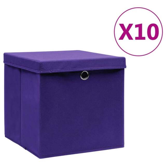 Rackhams Storage Boxes with Covers 10 pcs 28x28x28 cm Purple - image 1
