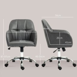 Rackhams Computer Desk Chair with PU Leather, Swivel Wheels, Grey - Grey - thumbnail 5