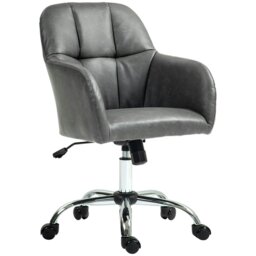 Rackhams Computer Desk Chair with PU Leather, Swivel Wheels, Grey - Grey - thumbnail 2