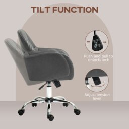 Rackhams Computer Desk Chair with PU Leather, Swivel Wheels, Grey - Grey - thumbnail 4