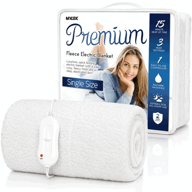 Rackhams Electric Blanket Single Size Bed Premium Fleece Underblanket Dual Control with Elasticated Skirt - image 1