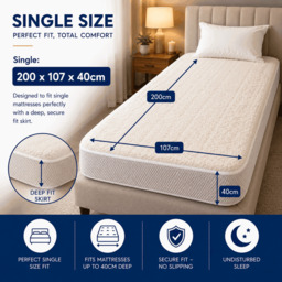 Rackhams Electric Blanket Single Size Bed Premium Fleece Underblanket Dual Control with Elasticated Skirt - thumbnail 2