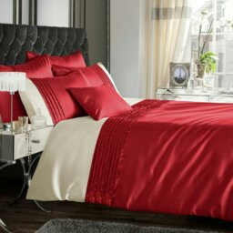 Rackhams Perez Faux Silk Duvet Cover & Pillowcase Set - Red - Single