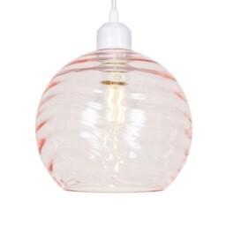 Rackhams Modern Designer Pink Circular Ribbed Glass Non Electric Pendant Lamp Shade - thumbnail 2
