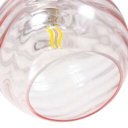 Rackhams Modern Designer Pink Circular Ribbed Glass Non Electric Pendant Lamp Shade - thumbnail 4