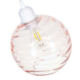 Rackhams Modern Designer Pink Circular Ribbed Glass Non Electric Pendant Lamp Shade - thumbnail 3