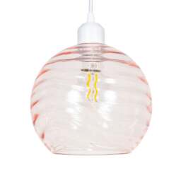 Rackhams Modern Designer Pink Circular Ribbed Glass Non Electric Pendant Lamp Shade