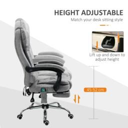 Rackhams Heated 6 Points Vibration Massage Executive Office Chair Adjustable Swivel Ergonomic High Back Desk Chair Recliner with Footrest Grey - thumbnail 5