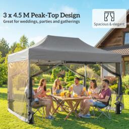 Rackhams 3 x 4.5 m Pop Up Gazebo with Mesh, Heavy Duty Party Tent Marquee - 450 x 300 x 340 cm - Pop Up Gazebo - 1 - thumbnail 4