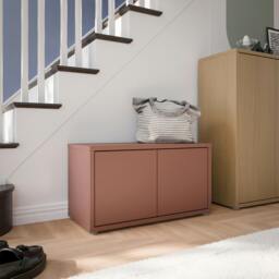 Rackhams Alice Springs Bench with 2 Doors Push-to-Open in Terracotta - W 74.5 X  H 41.5 X  D 34.9cm - 1 - Manufactured Wood - thumbnail 1