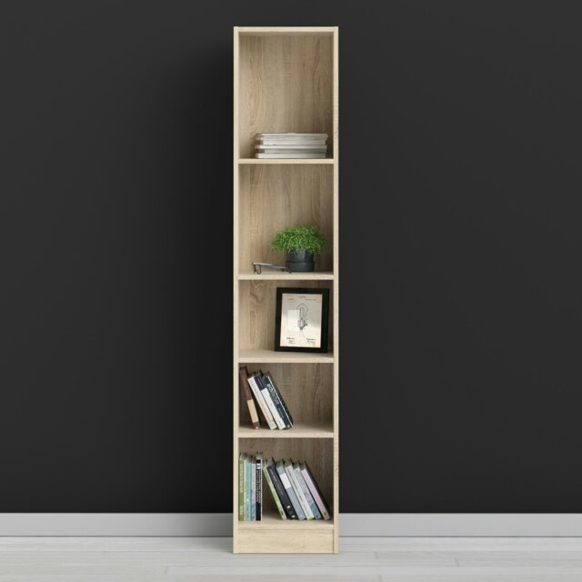 Rackhams Basic Tall Narrow Bookcase (4 Shelves) in Oak - Oak - Wood - 1 - image 1