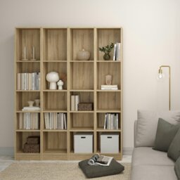 Rackhams Basic Tall Narrow Bookcase (4 Shelves) in Oak - Oak - Wood - 1 - thumbnail 5