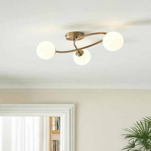 Rackhams Jaymie 3-Light Antique Brass Semi-Flush Ceiling Light - image 1