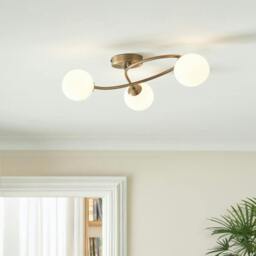 Rackhams Jaymie 3-Light Antique Brass Semi-Flush Ceiling Light - thumbnail 1