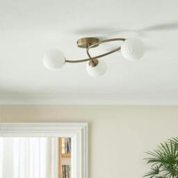 Rackhams Jaymie 3-Light Antique Brass Semi-Flush Ceiling Light - thumbnail 2