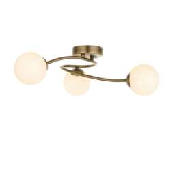 Rackhams Jaymie 3-Light Antique Brass Semi-Flush Ceiling Light - thumbnail 6
