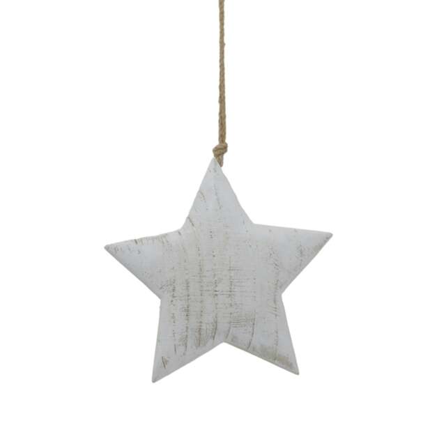 Rackhams White Washed Star Christmas Hanging Decoration - White - White - L - 100% Mixed - image 1
