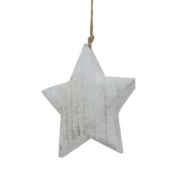 Rackhams White Washed Star Christmas Hanging Decoration - White - White - L - 100% Mixed - thumbnail 3