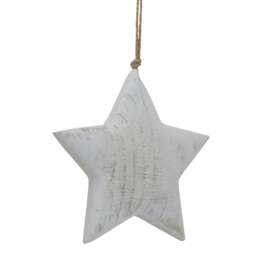 Rackhams White Washed Star Christmas Hanging Decoration - White - White - L - 100% Mixed - thumbnail 2