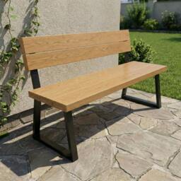 Rackhams Slatted Solid Oak Outdoor Bench with Back - 190cm - thumbnail 2