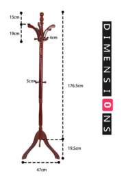 Rackhams Tall Vintage Wooden Coat Stand – 6ft with 13 Hooks for Hats - thumbnail 5