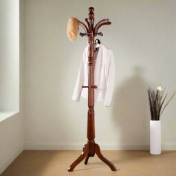 Rackhams Tall Vintage Wooden Coat Stand – 6ft with 13 Hooks for Hats - thumbnail 1