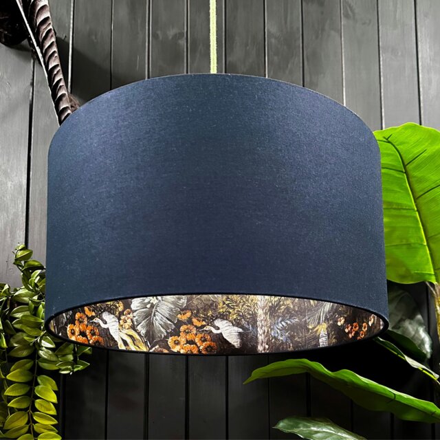 "Rackhams Midnight Flight of The Cranes Silhouette Lampshades In Deep Space Navy - Table / Floor Lamp - 70cm diameter x 30cm height / 27"" x 12""" - image 1