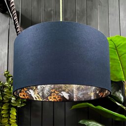 "Rackhams Midnight Flight of The Cranes Silhouette Lampshades In Deep Space Navy - Table / Floor Lamp - 70cm diameter x 30cm height / 27"" x 12""" - thumbnail 1