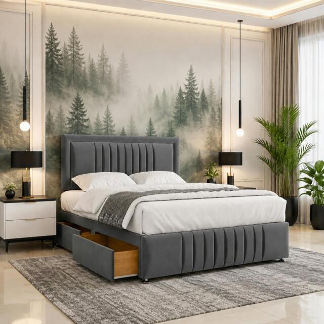 Rackhams Valore Ottoman Storage Bed - Super King - Solid Wood - Grey - image 1
