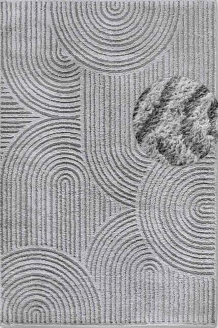 Rackhams High Pile Grey Rug Chappe – Soft Geometric - 160X235 cm - image 1