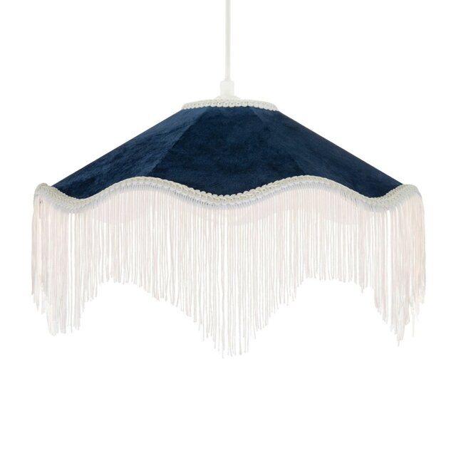 Rackhams Ornate Victorian Shape Pendant Light Shade in Midnight Blue Velvet - image 1