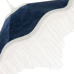 Rackhams Ornate Victorian Shape Pendant Light Shade in Midnight Blue Velvet - thumbnail 3