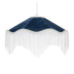 Rackhams Ornate Victorian Shape Pendant Light Shade in Midnight Blue Velvet - thumbnail 2