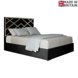 Rackhams Mayfair Upholstered Soft Velvet Metal Bed Frame - Black - Double - Black - thumbnail 6