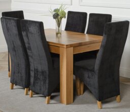 Rackhams Dakota Small Oak Dining Table with Lola Fabric Chairs - 4 chairs - Black - thumbnail 2