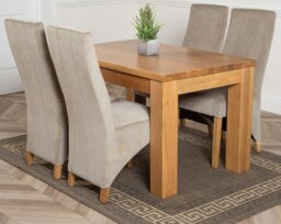 Rackhams Dakota Small Oak Dining Table with Lola Fabric Chairs - 4 chairs - Black - thumbnail 5