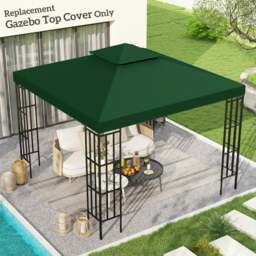 Rackhams 3(m) 2 Tier Garden Gazebo Top Cover Replacement Canopy Roof Dark Green - Beige - thumbnail 3