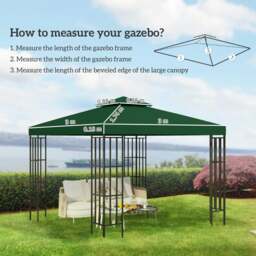 Rackhams 3(m) 2 Tier Garden Gazebo Top Cover Replacement Canopy Roof Dark Green - Beige - thumbnail 4